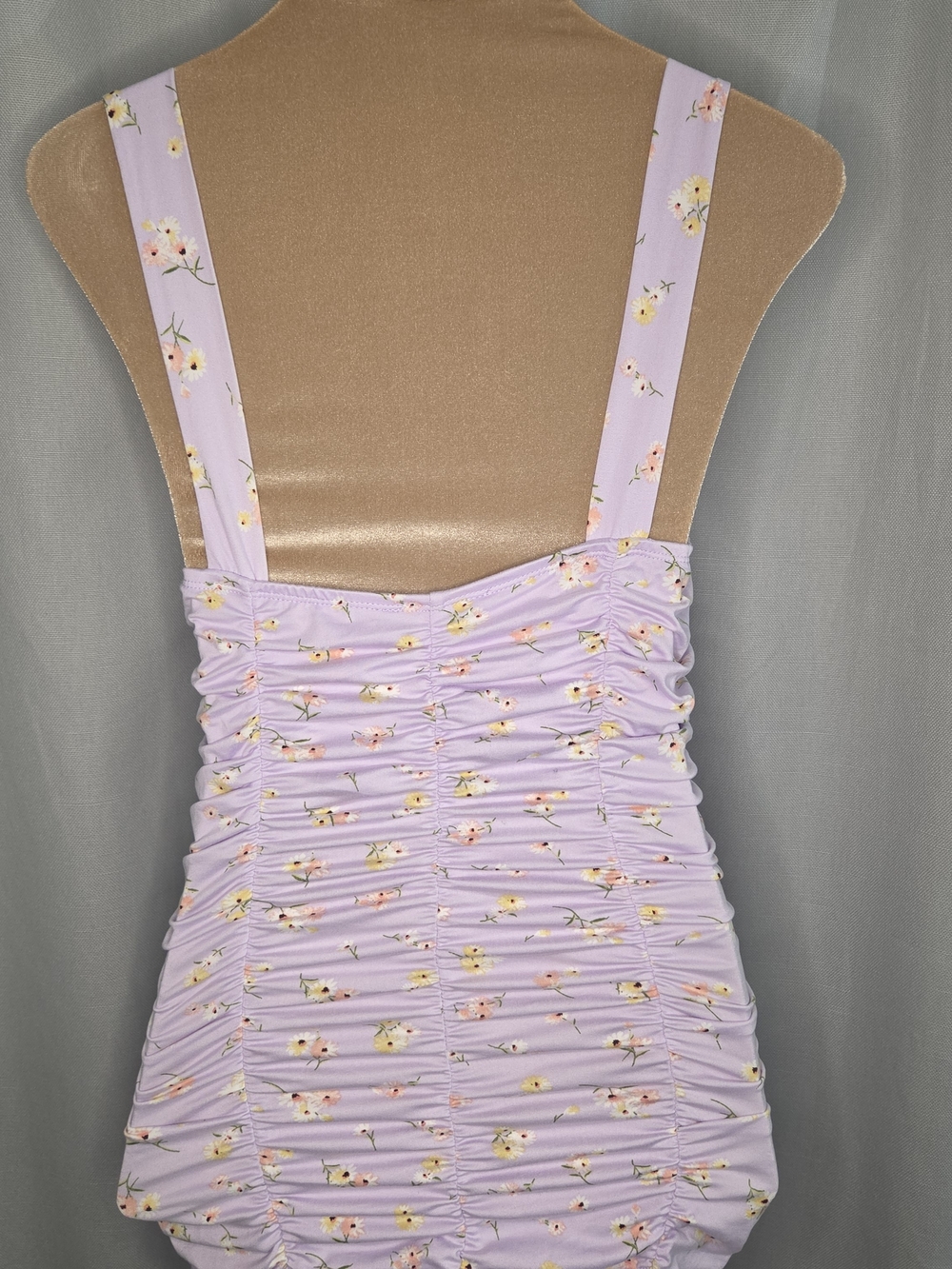 Haute Monde Ruched Lilac Floral Bodycon Dress Size L Large - Picture 3 of 8